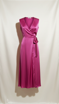 Fuchsia Silk Wrap Dress