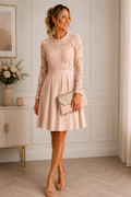 Boohoo Blush Lace Dress & River Island Clutch - (Size 12)