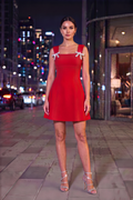 Quiz Red Bling Bow Dress (Size 6)
