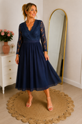 Boohoo Navy Lace Midi Dress  - (Size 18)