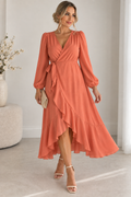 Boohoo Coral Wrap Dress – (Size 18)