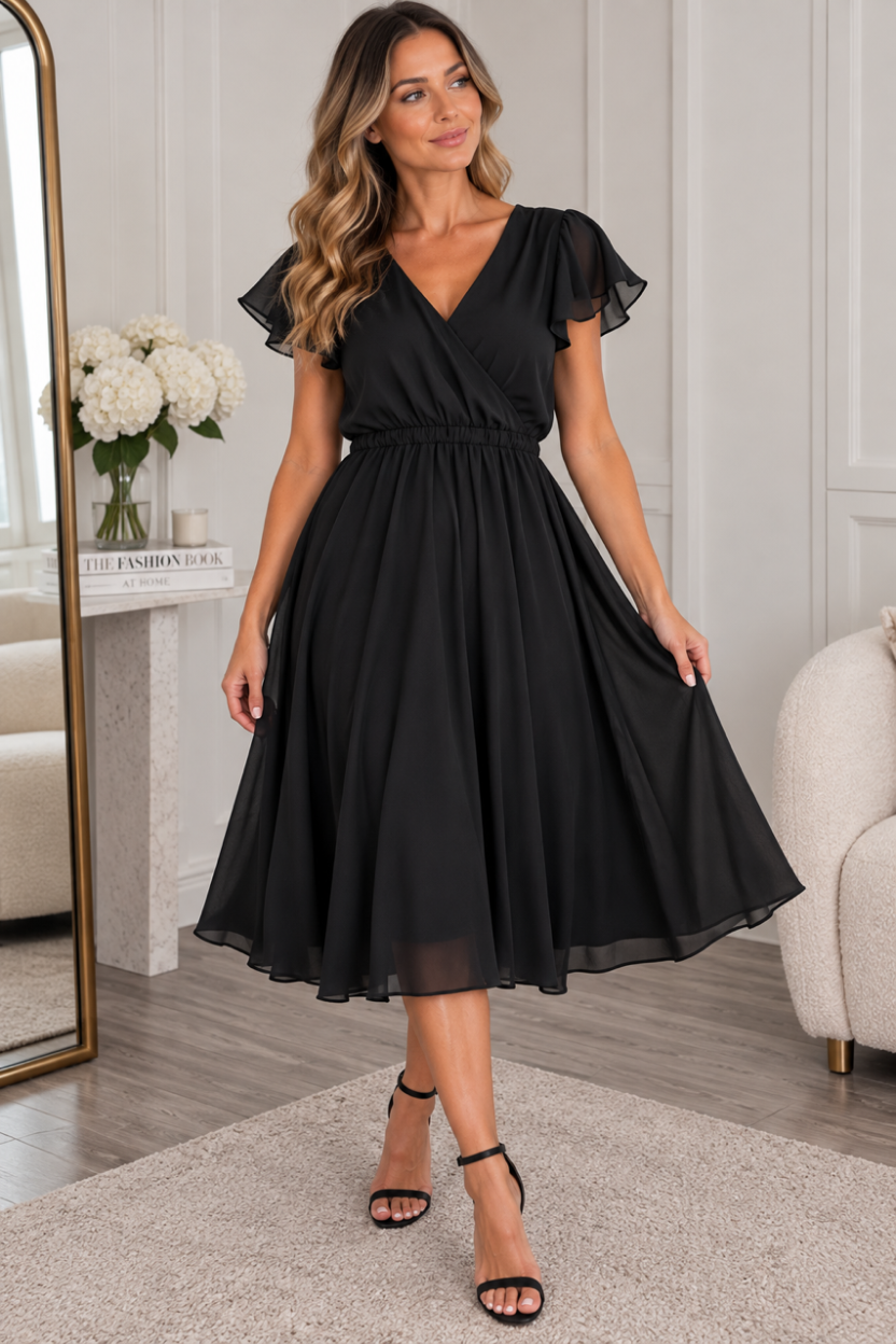 River Island Black Midi Dress -  (Size 16)